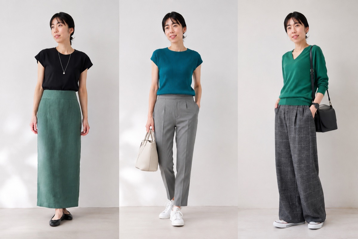 グリーンを取り入れた3つのスタイリング例